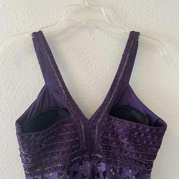 Sue Wong Nocturne Mini Dress Purple Beaded Sequins Cocktail Dress Size 4? Flaws - Picture 9 of 9